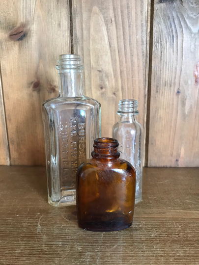 Lovely Set Of 3 Vintage Chemist Bottles