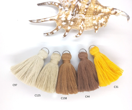 Beige Brown Cotton Tassels 2
