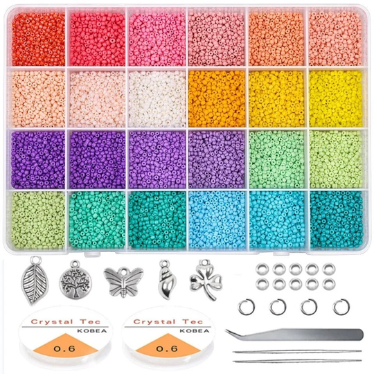 2/3/4mm Glass Seed Beads Started Kit Small Craft With Tool For Diy Bracelet Jewelry Making Supplies