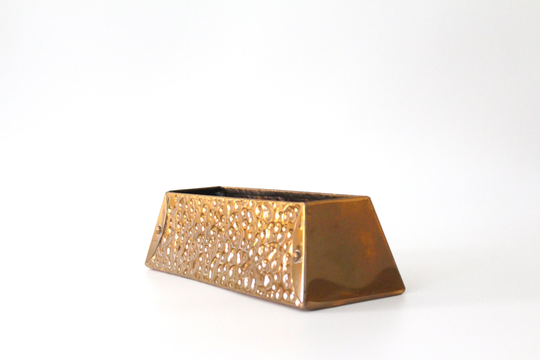 Unique Small Vintage Tapered Trough Planter in Hammered Copper || Stunning Modern Plant Pot With Riveted Folded Corners