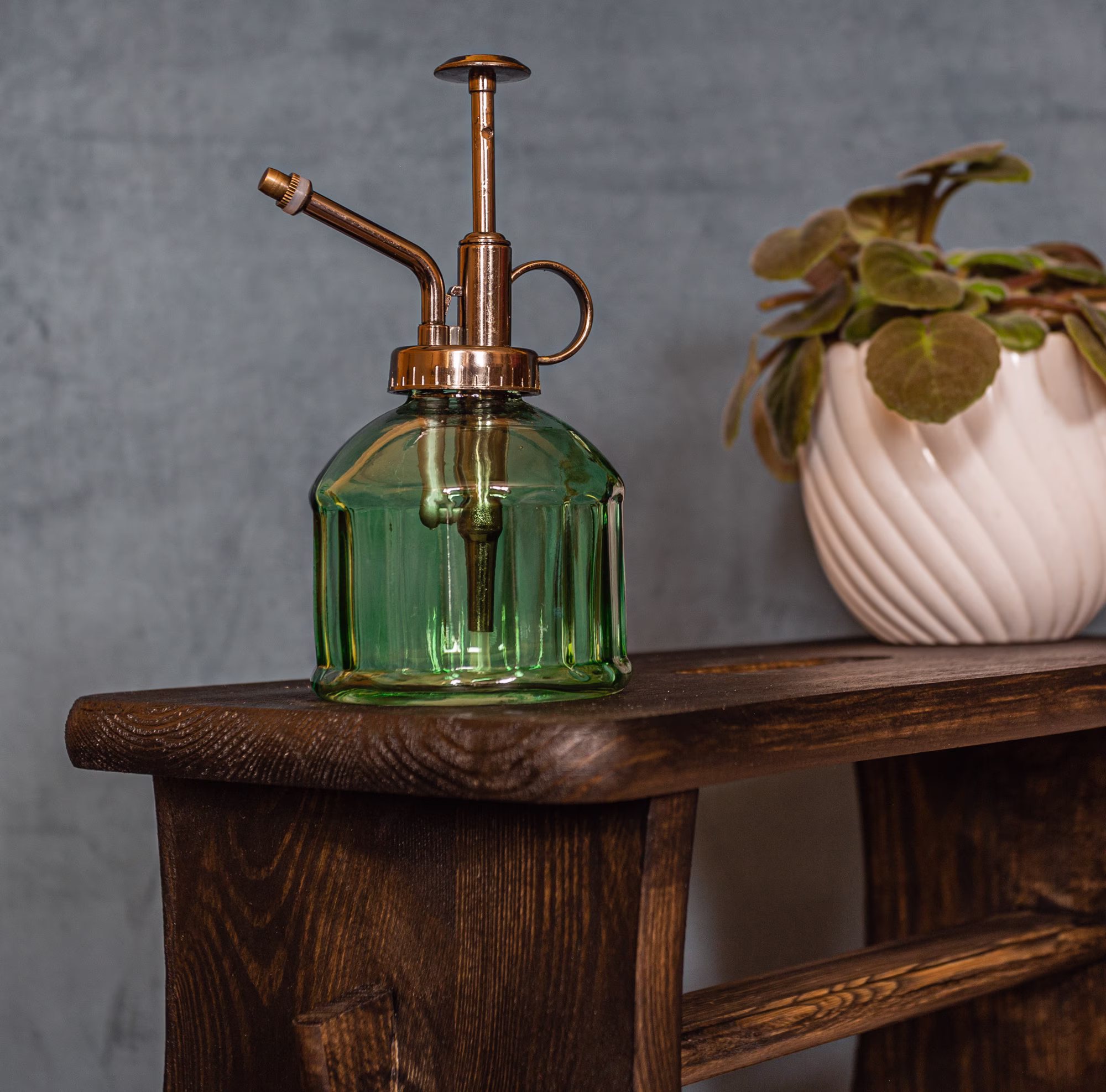Green Vintage Style Glass Plant Mister, Botanical Water Spray, Mister