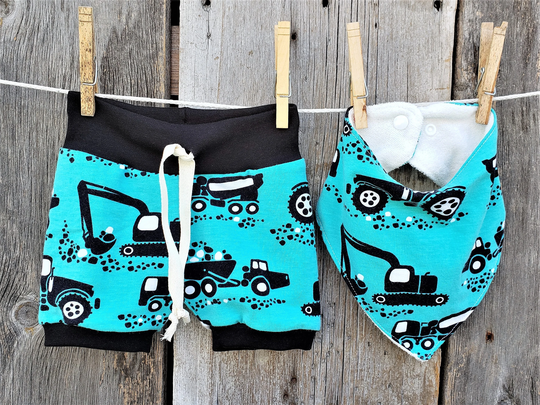 Tractor Baby Shorts, Organic Clothes, Boy Summer Construction Baby, Toddler Shorts