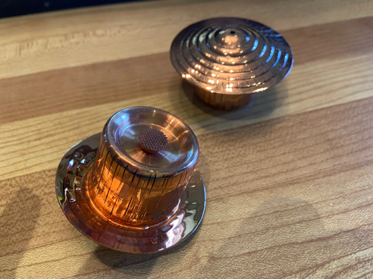 Atomic Mid Century Copper Salt & Pepper Shakers. 1950S 1960S Tiki Polynesian Look
