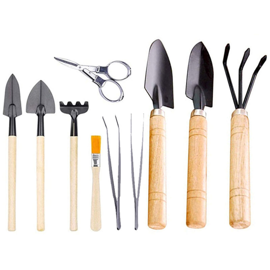 Garden Planting Tool Set Mini Planting Hand Tools Include Mini Rake Shovels Tweezer Cleaning Brush and Labels for Home Office,30PCS