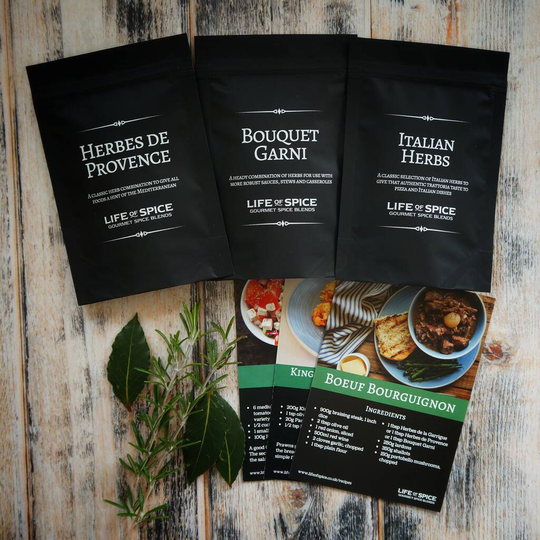Gourmet Three Pouch Herbs Collection With Recipe Cards