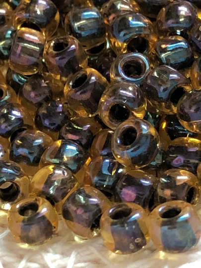 New Toho Round Seed Beads, 6/0, Inside - Color Rainbow Jonquil/Jet-Lined, | Tr-06-245, Qty 20 Grams, 4mm Beads