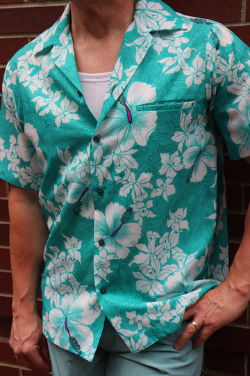 Vintage Hawaiian Barkcloth Button Up