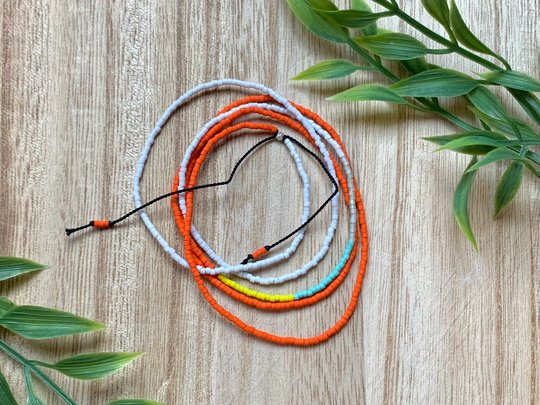 Neon Yellow Seed Bead Wrap Bracelet Orange Adjustable Friendship Beaded Minimalist Jewelry Multi-strand Necklace