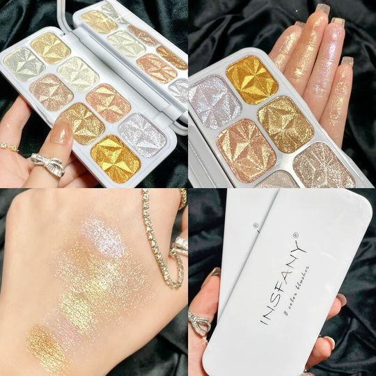 Benobbykids - Highlighter Makeup Palette, Shimmer Contouring Facial Bronzers Highlight Powder, Long Lasting Waterproof Illuminator Palette Suit All