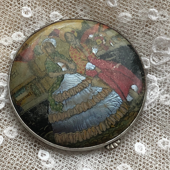 1920S Gwenda Compact Butterfly Wing Powder 1930S English Enamel Cosmetic Antique
