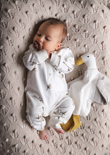 Cotton Flower Baby Jumpsuit, Organic Sleepwear, Shower Gift, Newborn Sleepwear