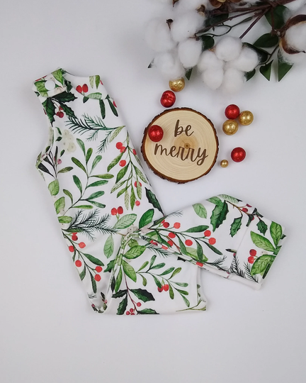 Christmas Holly Toddler Outfit, Organic Fall Clothes, Boys Romper, Romper Set, Cute Baby Shower Gift, Pretty Holiday