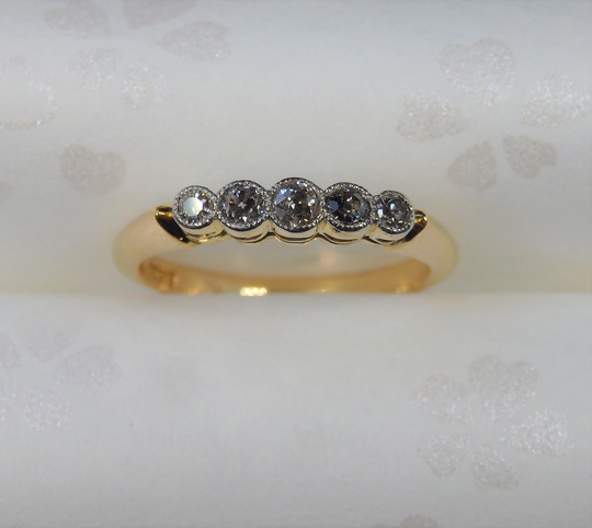 5 Stone Salt & Pepper Diamond Ring