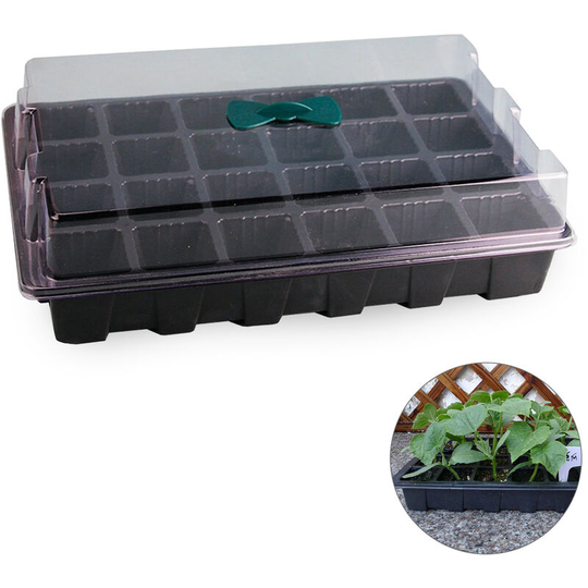 Seed Starter Tray Plant Starter Trays 5 Pack 120 Cells Propagator Planting Germination Tray with Plant Labels Seedling Tools,model: 24 Holes-5