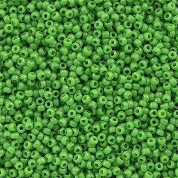 Miyuki Seed Beads 15/0, 0411 Green Opaque, 10Gr