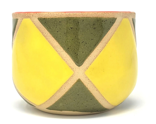 Ceramic Planter With Drainage | Desert Bloom & Cactus Inspired Orange Green Yellow Wheel Thrown