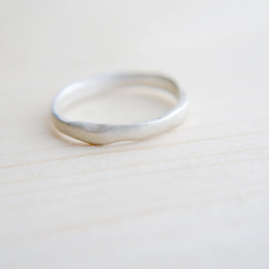 Sterling Silver Organic Stacking Ring, Minimalist Jewellery, Contemporary Simple Silver Band, Gift For Her