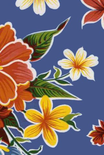 Blue Hibiscus Mexican Oilcloth Cut By The Yard Yardage
