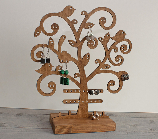 Wooden Jewelry Organizer, Tree, Earring Holder, Stand, Storage, Wood Earning Holder