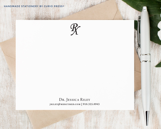 Personalized Notecard Set/Of Flat Stationery Prescription Professional Pharmacy Rx Medical // Pharmacist Flat