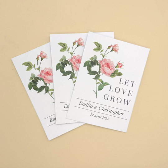 Seed Packet Wedding Favours, Seeds Included, Let Love Grow Vintage English Pink Rose Bridal Shower Favors, Rustic Wedding, Eco