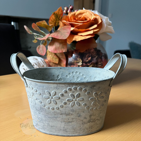 Metal Pots Planters Grey Garden Outdoor Vintage Old English Period Traditional Flower Planter Tub Pot Bucket