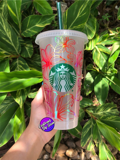 Holographic Hibiscus Flower Cold Cup - Sealed