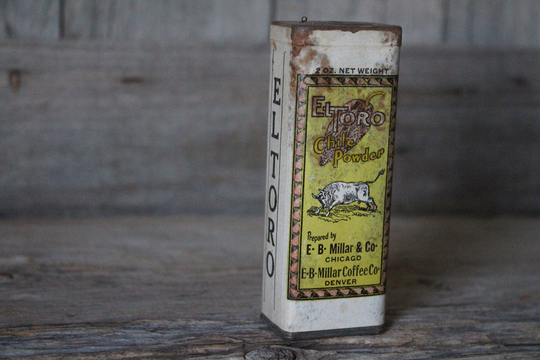 El Toro Brand Chile Powder Antique Spice Tin E B Millar & Co. Chicago