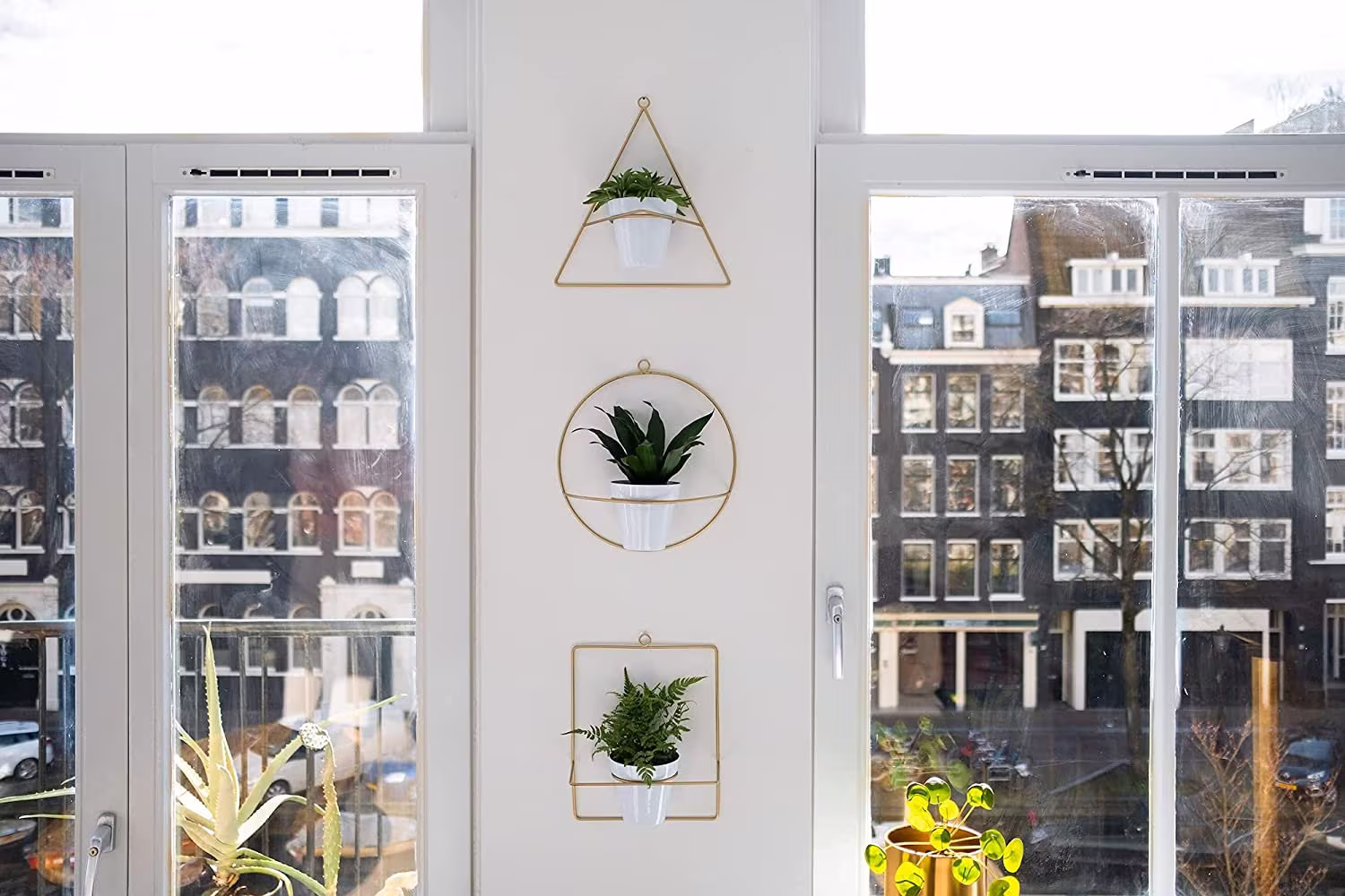 Set Of 3 Metal Gold Wall Hanging Planters | Succulent Planter Indoor Modern Plant Holder Decoration
