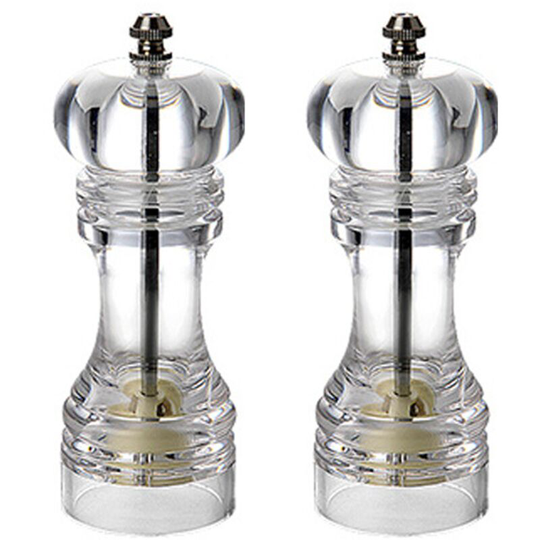 Fvbjd - Pepper Mill and Salt Shaker Set of 2 Salt and Pepper Mill Shaker with Adjustable Coarseness-Clear 2pcs6 inch