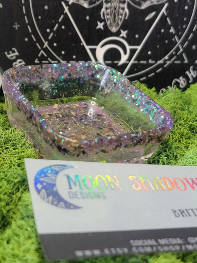 Lavender Flower Resin Ring Dish Trinket Tray 2 Inch