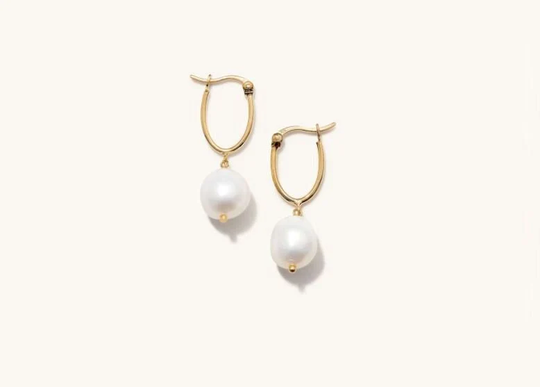 Freshwater Pearl Drop Earrings ~ Organic Handmade Dangle Earring 925 Sterling Silver Minimalist