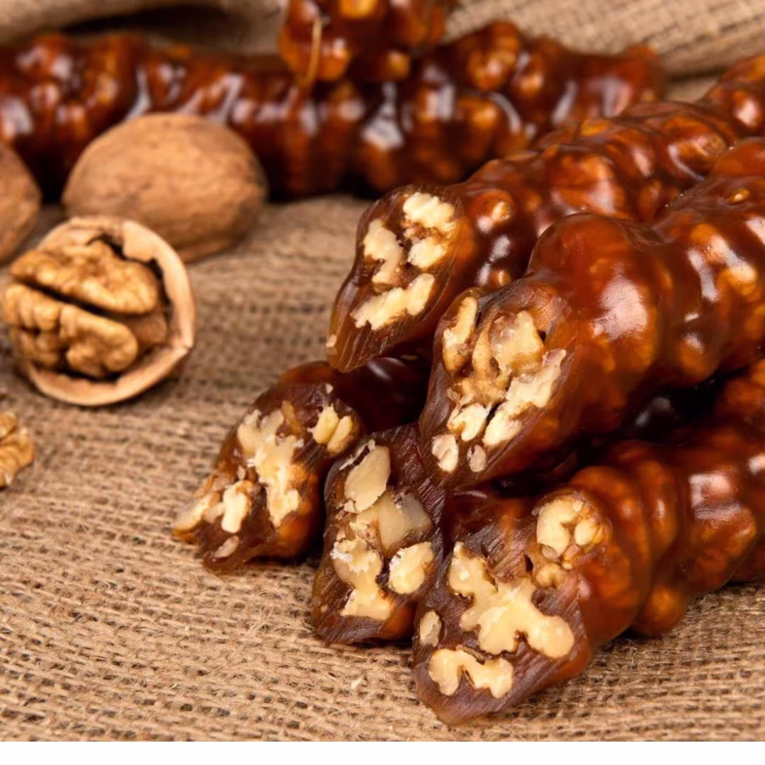 Turkish Walnut Churchkhela, Organic Grape Fruit Pulp With , Dried Pulp, Pestil , Natural Snacks, Delight