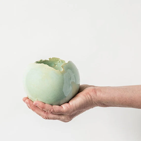 Medium Green Ceramic Planter For Cacti | Elegant Centerpiece Round Vase For Plants