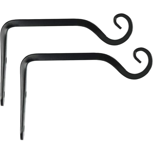 Wall Hook Hanging Plant Bracket, Decorative Plant Hanger for Planters, Lanterns, Bird Feeders, Wind Chimes,Indoor Outdoor,6 inch (2 Pack, Black)