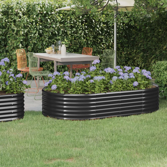 Asupermall - Garden Planter Powder-coated Steel 175x100x36 cm Anthracite
