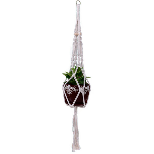 Macrame Plant Hanger with Tassels Woven Decorative Flower Pot Holder Indoor Outdoor Hanging Planter Basket Handmade Cotton Rope Home Garden