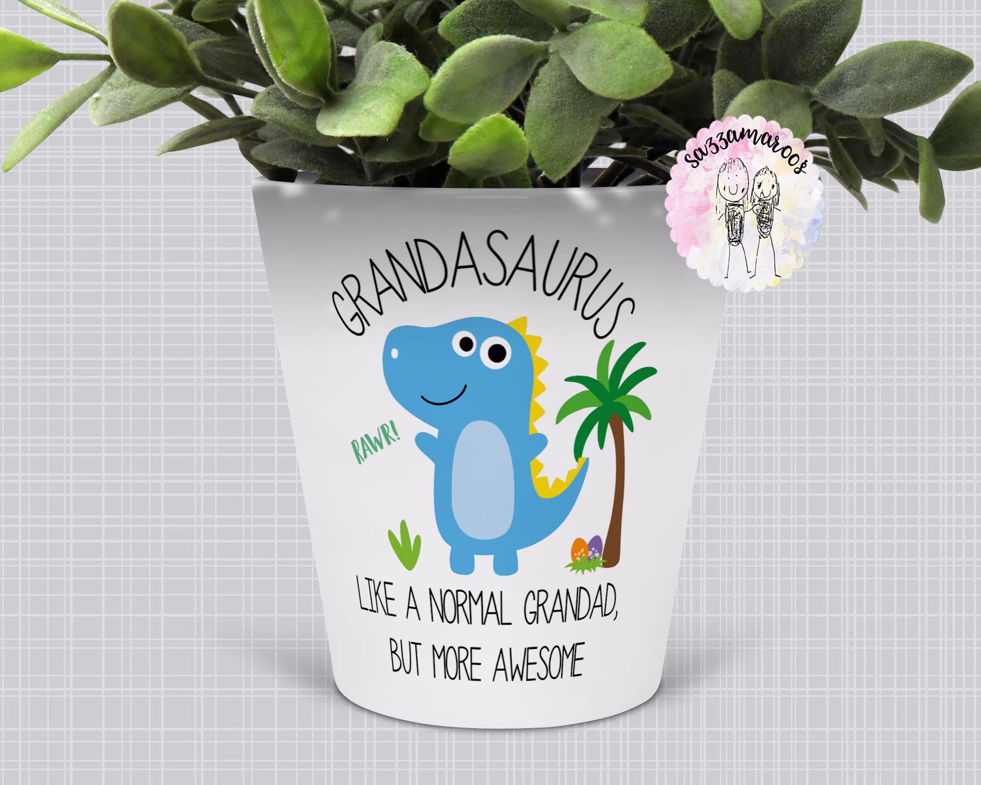 Grandad Gift | Plant Pot| Grandasaurus Birthday Christmas For Grandpa Funny |Birthday