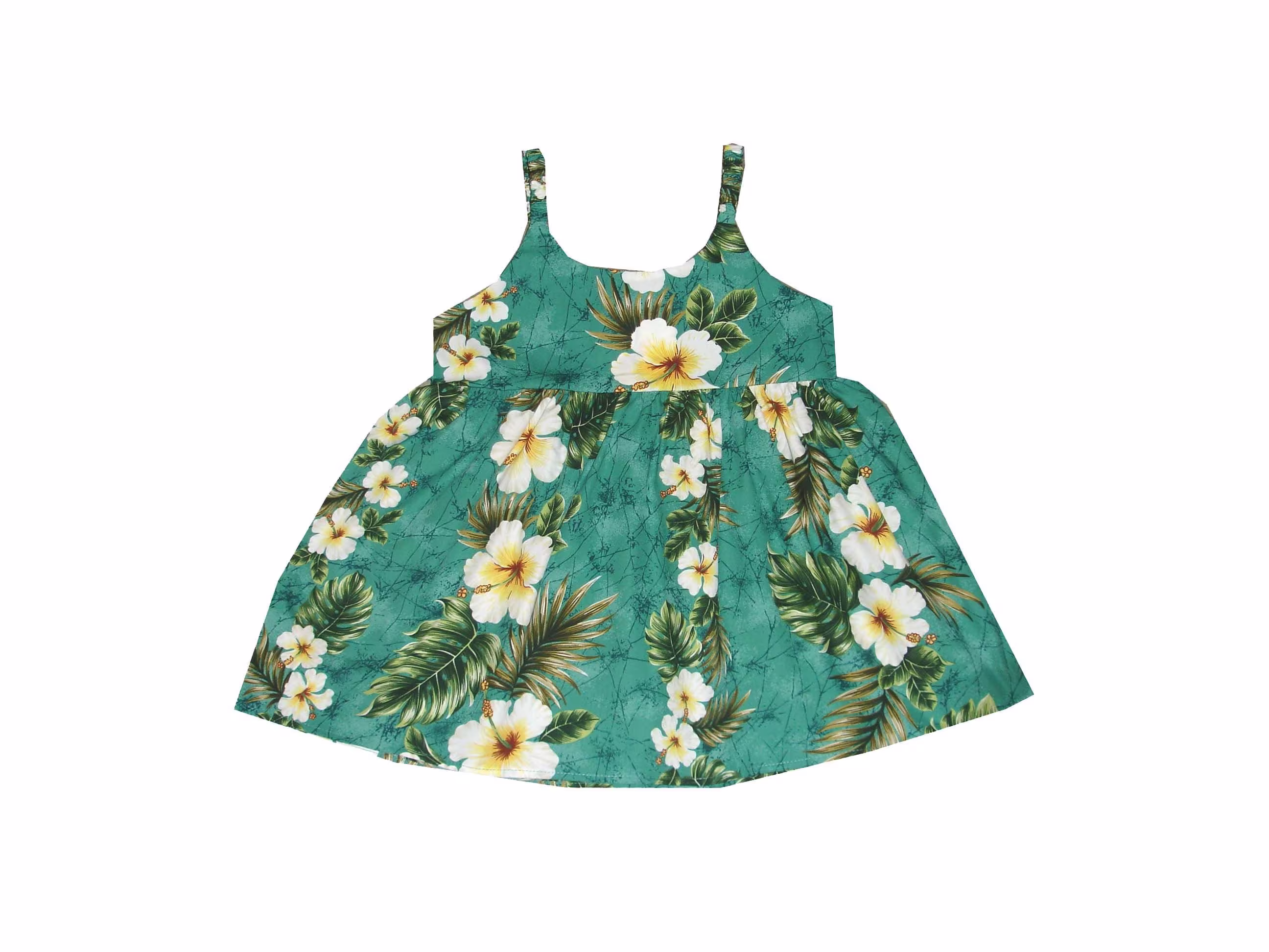 White Hibiscus Girl's Hawaiian Dress | Little Girl Dresses 100% Cotton Made in Hawaii Summer For Kid