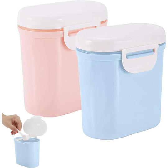 2 Pcs Baby Milk Dispenser, Portable Baby Milk Powder Dosing Box with Leveler and Spoon for Storage Milk Powder and Fruit Snacks