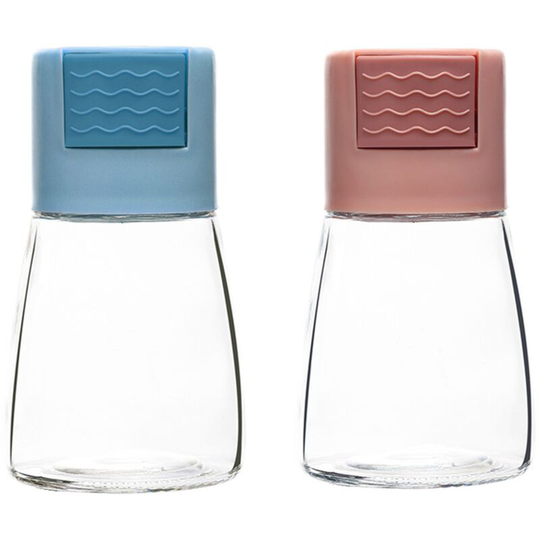Fvbjd - Farmhouse Salt and Pepper Shakers for Kitchen Counter - Easy Refilling Card Pink + Card Blue