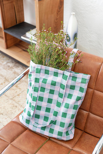 Gingham Organic Tote Bag | Made in Portugal Cute Cavas Fairly Vegan Handbags Indie Christmas