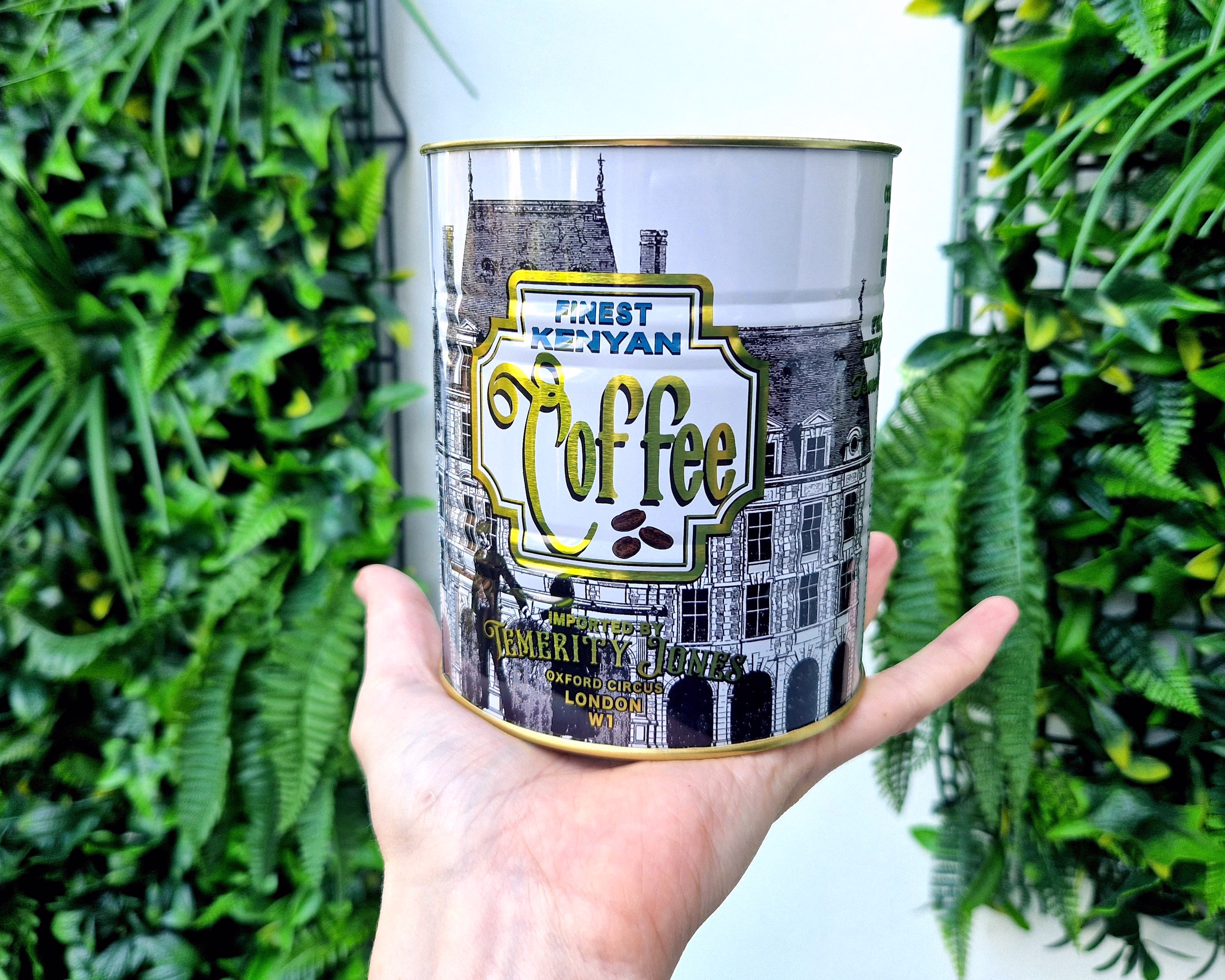 Decorative Plant Pot Kenyan Coffee Tin, Small Vintage Storage Tin