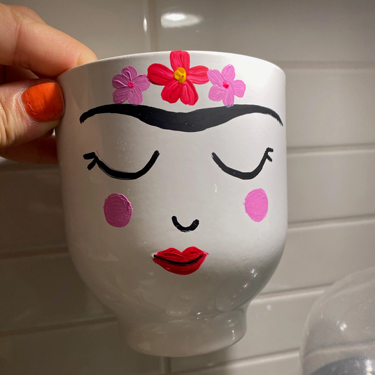 Hand Painted Face Pot Frida