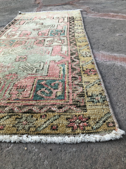 Turkish Mini Rugs, Small Vintage Bathroom Door Mat Powder Room Rug Mat, Kitchen