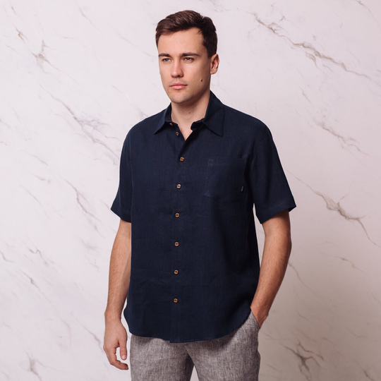 Organic Linen Short Sleeve Shirt For Men Tomson