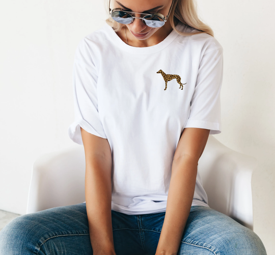 Greyhound Shirt, Glitter Dog Logo, Organic Cotton T Shirt