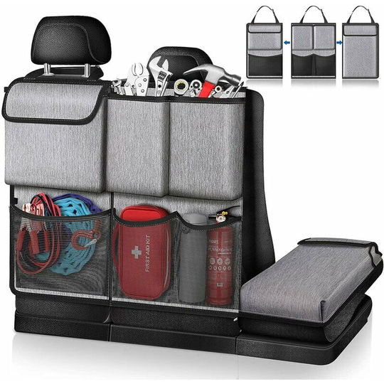 Car Back Seat Organizer Car Trunk Organizer - Removable Car Backrest Protector Large Capacity Pockets for Kids Cargo Accessories for suv Minivan Jeep