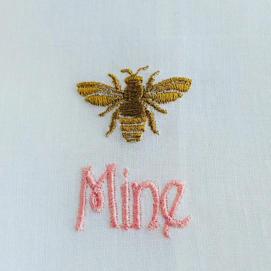 Bee Mine Embroidered Guest Towel Valentine Anniversary Wedding Pink Gold Powder Room Monogrammed Personalized Linen