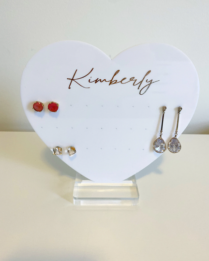 Earring Stand, Holder, Personalized Acrylic Jewelry Organizer, Heart Display